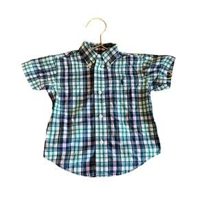 Ralph Lauren infant toddler short sleeved plaid button up size 18 months